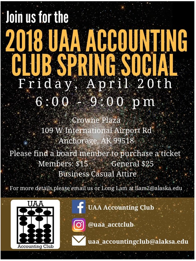 2018 UAA Spring Accounting Club Social Calendar of Events